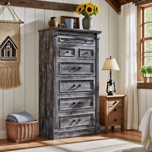 Farmhouse 7 Drawers Dresser for Bedroom,  57″ Tall Dressers w/Roman Column - 1 of 4