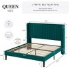 Allewie Bed Platform Frame/Velvet Upholstered Bed Frame with Vertical Channel Tufted Headboard/Strong Wooden Slats/Box Spring Optional - 2 of 4