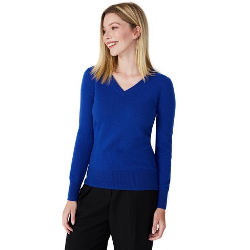 Store 360 Cashmere V-Neck Pullover Blue 100%