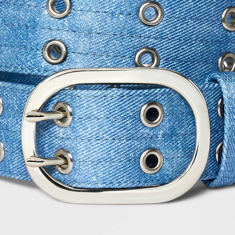 Women's Denim Grommet Belt - Wild Fable™ Blue, 4 of 5