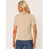 INSPIRE CHIC Women's Peter Pan Collar Keyhole Back Vintage Polka Dots Blouses - 4 of 4