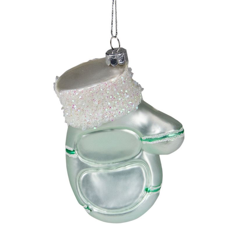 Northlight 4" Baby's 1st Christmas Mint Green Glass Mitten Holiday Ornament, 4 of 6