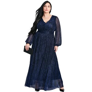Avenue Women's Plus Size Lucia Plisse Maxi Dress - 1 of 4