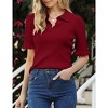 Womens Summer Shirts Short Sleeve V Neck Knit Polo Sweaters Ruffle Tops for Women - 2 of 4