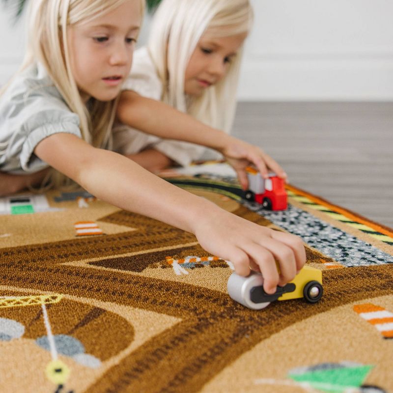Melissa &#38; Doug Round the Site Construction Truck Rug, 6 of 11