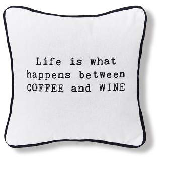 C&F Home 10" X 10" "Coffee And Wine" Sentiment Decor Decoration Printed Throw Pillow for Sofa Couch or Bed