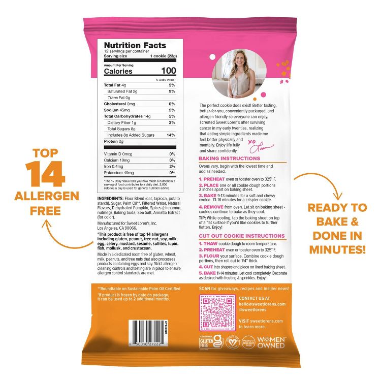 Sweet Loren's Gluten Free Vegan Pumpkin Spice Cookie Dough - 9.6oz/12ct, 4 of 7