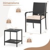 Costway 3 PCS Patio Furniture Set with 2-Tier Table Tempered Glass Tabletop & Soft Cushions White/Black/Brown - 3 of 4