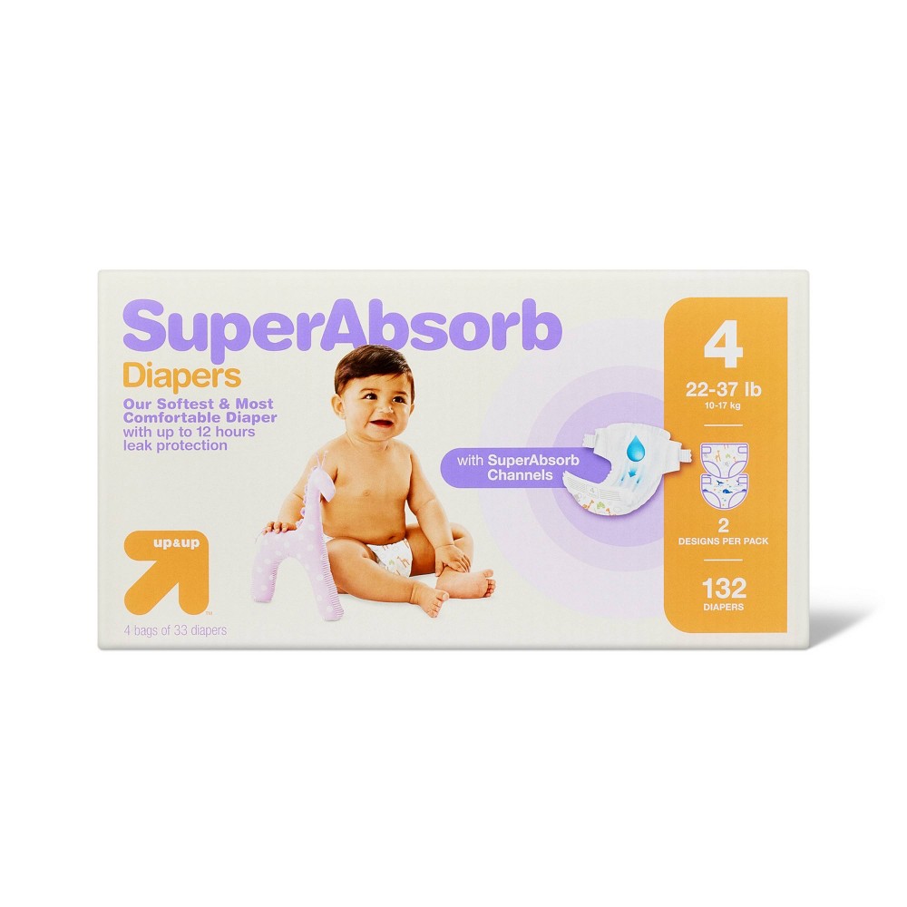 Photos - Baby Hygiene Disposable Diapers Giant Pack - Size 4 - 132ct - up & up™
