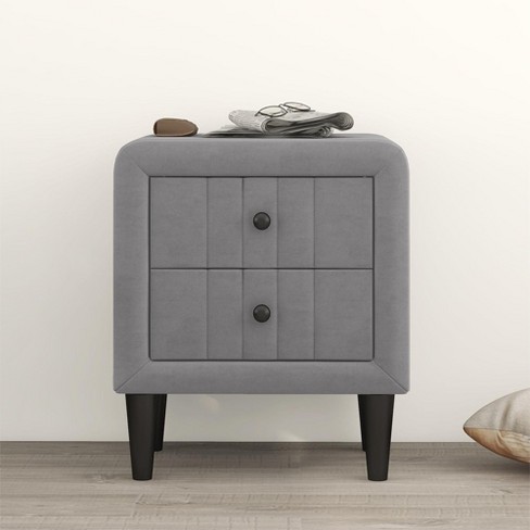 Nightstand, Side Tables Bedroom With 2 Drawers Velvet Bedside Table, Modern End Side Table For ...