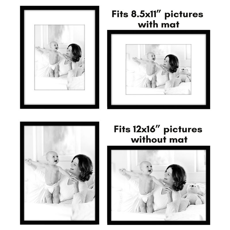 Americanflat 5 Pack of Picture Frames with Mat - Plexiglass Cover, 5 of 9
