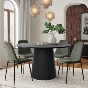 5-Piece Round Dining Table Set, 46'' Black Table with 4 Upholstered Armless Chairs, Modern Kitchen & Set, Space-Saving Furniture-Maison Boucle - 1 of 4