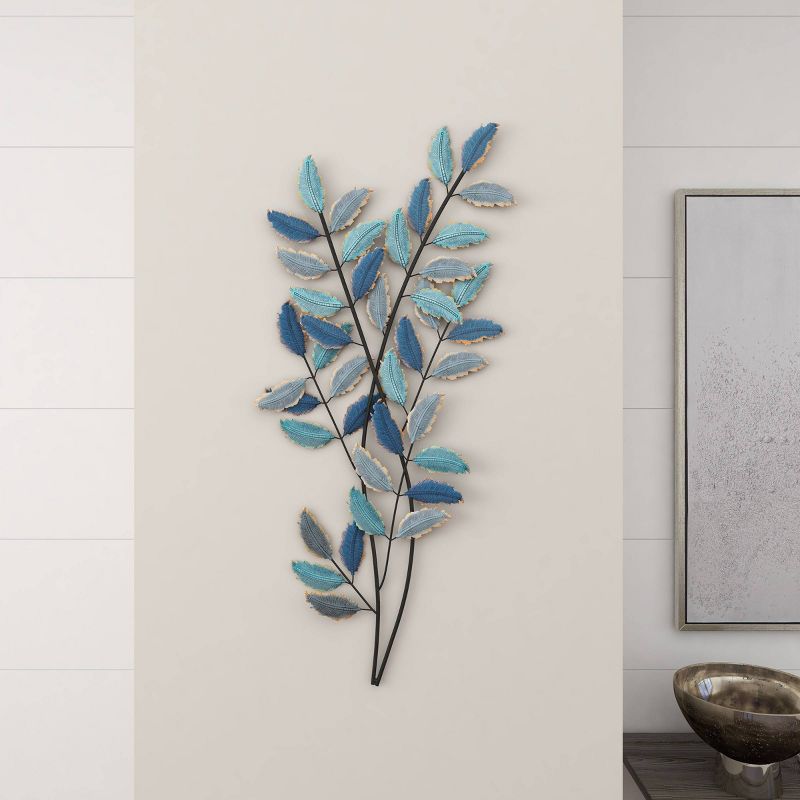 Metal Leaf Wall Decor with Gold Accent Blue - Olivia & May, 6 of 19