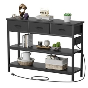 Gikpal Entryway Table with Power Outlets, Console Table with 3 Fabric Drawers, Entryway Console Table with storage for Living Room, Hallway, Couch - 1 of 4