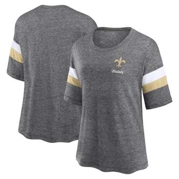 NFL New Orleans Saints Women's Weak Side Blitz Marled Left Chest Short Sleeve T-Shirt