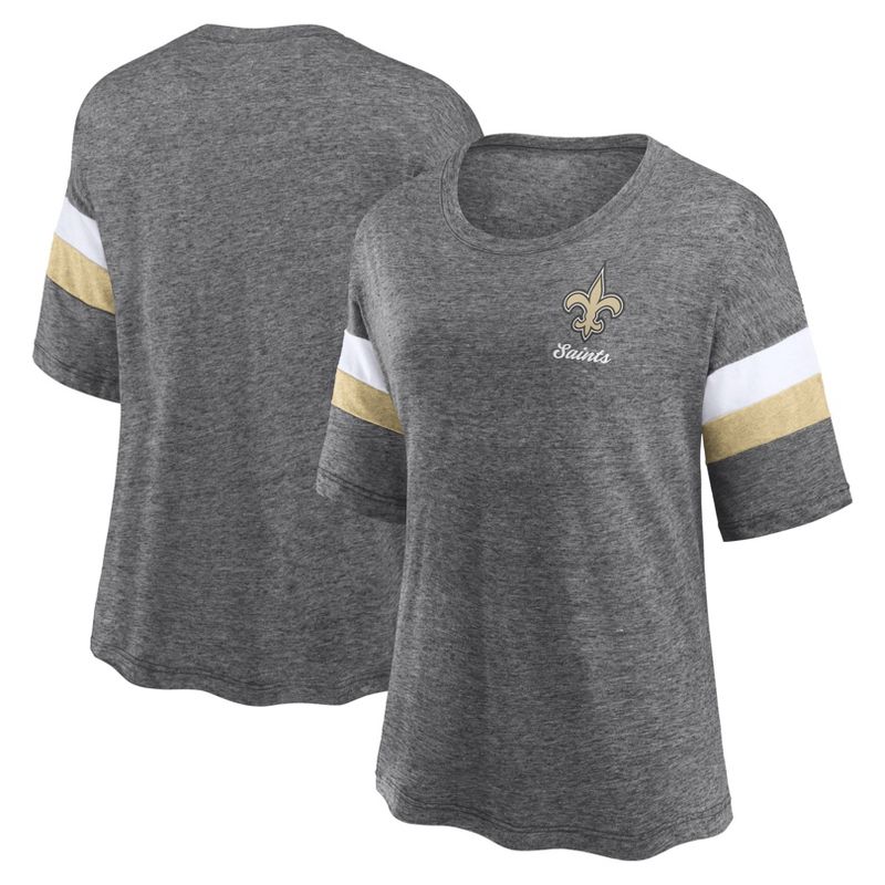 NFL New Orleans Saints Women&#39;s Weak Side Blitz Marled Left Chest Short Sleeve T-Shirt, 1 of 4