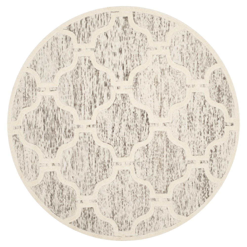 Light Brown/Ivory Geometric Tufted Round Area Rug - (6' Round) - Safavieh