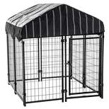 Lucky Dog 60548 4' x 4' x 4.3' Uptown Welded Secure Wire Outdoor Pet Dog Kennel Playpen Crate Kennel - Black