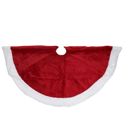 Northlight 48" Red and White Velveteen Christmas Tree Skirt with White Trim