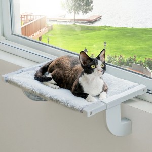 Mewoofun Pet Beds Cat Window Sill Perch for Indoor Cats Hammock Window Seat with Removable Covers, Cat Beds Bedside, White, 14.5"*9.4"*2.5" - 1 of 4
