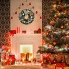 24 Inch Pre-Lit Christmas Wreath, Battery Operated Xmas Wreath, with Pine Cones, Silver White Balls, Bow for Front Door Fireplace Outdoor - 3 of 4