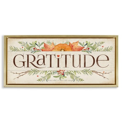 Stupell Industries Seasonal Gratitude Floral Leaves, 31" x 14"