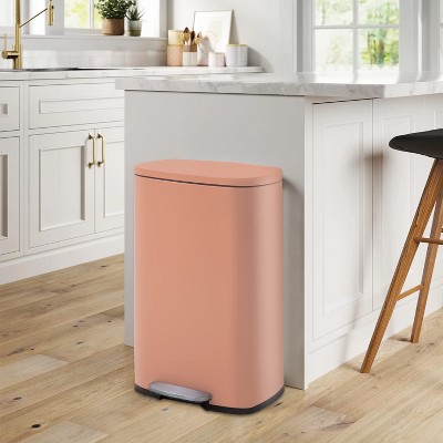 Pink Stainless Steel 13.2 Gallon Rectangular Pedal Trash Can