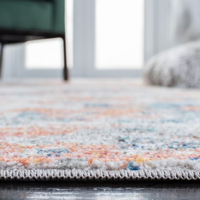 Ivory and Blue Abstract Hand-knotted Runner Rug
