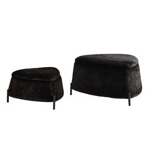 XINGHANZHENXUAN 2-Piece Faux Fur Storage Ottoman Set with Reversible Lid, Metal Legs Footrest & Coffee Table for Living Room - 1 of 4