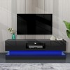 Vynxaria Modern 63-Inch Black TV Stand with LED Lights, High Glossy Front TV Cabinet, 63" x 15.75" x 19.68", for TVs Up to 65" - 3 of 4