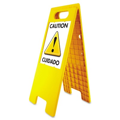 Headline Sign Floor Tent Sign Doublesided Plastic 10 1/2" x 25 1/2" Yellow 5693