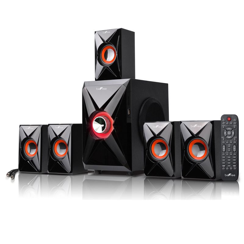beFree Sound 5.1 Channel Bluetooth Surround Sound Speaker System in Orange, 1 of 7