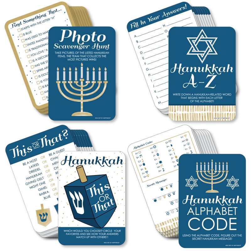 Big Dot of Happiness Happy Hanukkah - 4 Chanukah Holiday Party Games - 10 Cards Each - Gamerific Bundle, 1 of 9