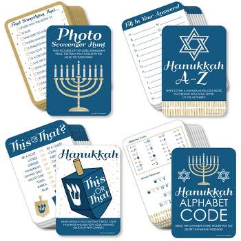 Big Dot of Happiness Happy Hanukkah - 4 Chanukah Holiday Party Games - 10 Cards Each - Gamerific Bundle