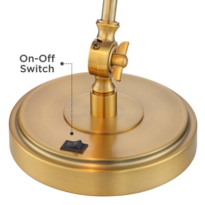 Adjustable Antique Gold Metal Desk Lamps with USB Ports, Set of 2