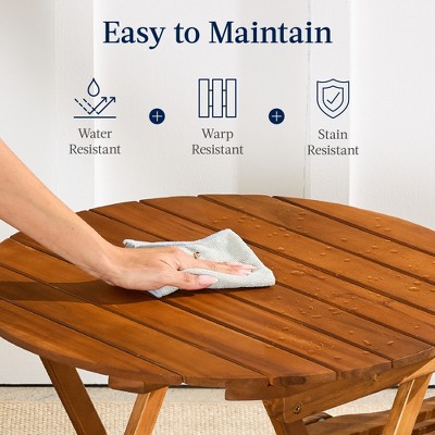Elegant Acacia Wood 3-Piece Bistro Set with Teak Finish