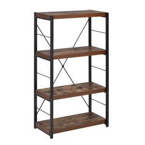INFURNIC Decorative Bookshelf 3 Tier Open Storage Shelf with Weathered Oak Top and Metal Frame, Black, 11"*24"*43" - 1 of 4