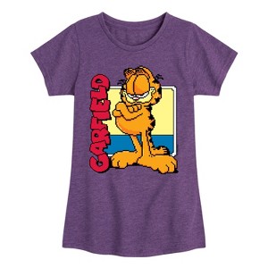 Girls' - Garfield - Garf Pixel Square Fitted Short Sleeve Graphic T-Shirt - 1 of 4