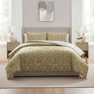 Nestl Modern Comforter Set, 3 Piece Botanical Bedding Set, Reversible Comforter Bed Set - 1 of 4