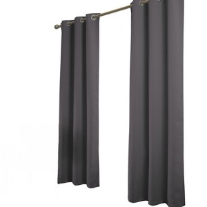 RT Designer Collection Anchorage 2 Pack Blackout Grommet Luxurious Modern Design Curtain Panel Pair 36" x 84" Charcoal - 1 of 4