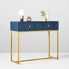 Modern Buffet Cabinet with Storage, Modern Sideboard with 2 Stripe-Design Drawers and Gold Legs, Wooden Accent Cabinet for Dining Room, Living Room - 2 of 4