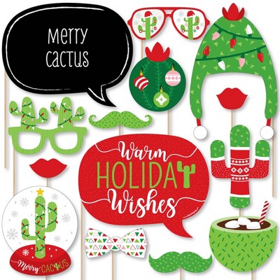 Big Dot of Happiness Merry Cactus - Paper Straw Decor - Christmas