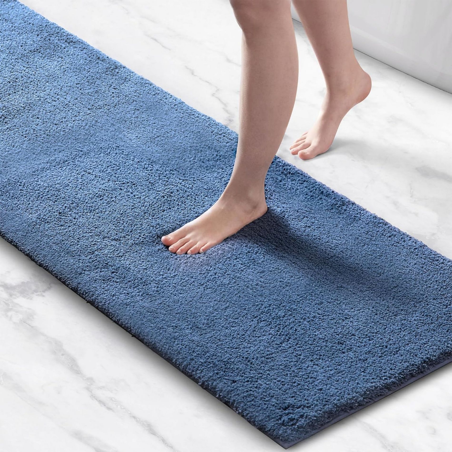 SEVOBAL Bathroom Rugs Bath Mat Rug Home Decor Carpet Shower Mat Non-Skid for Toilet Side Floor Shower Room Bathroom, Navy, 72"*24"*0.75"
