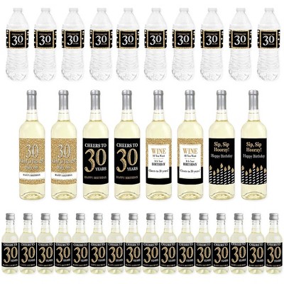 Big Dot of Happiness Adult 30th Birthday - Gold - Birthday Party Decorations - Beverage Bar Kit - 34 Pieces