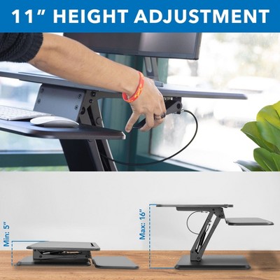 Black Adjustable Standing Desk Converter with Keyboard Tray