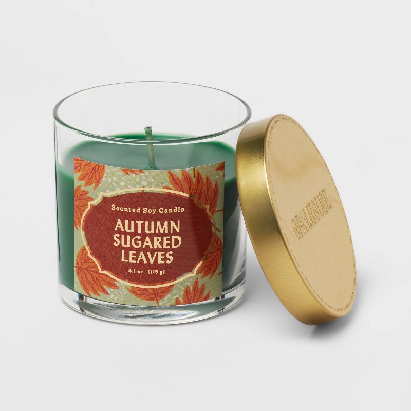 Lidded Glass Jar Autumn Sugared Leaves Candle - Opalhouse™, 3 of 4