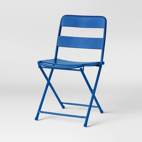 Metal Slat Patio Folding Chair - Blue - Room Essentials™ : Target