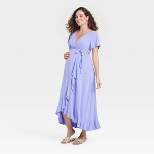 Flutter Short Sleeve Knit Maxi Maternity Empire Waist Dress - Isabel Maternity by Ingrid & Isabel™