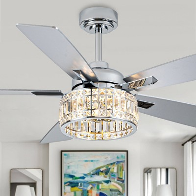 Bella Depot 52" Silver Ceiling Fan with Light and Remote Modern Crystal Ceiling Fan