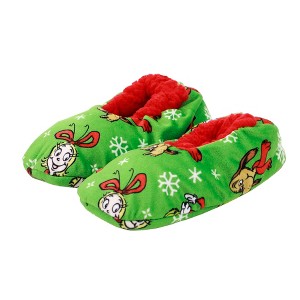 The Grinch All-Over Character Print Youth Green Slipper Socks - 1 of 4